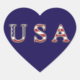 USA Herzklammern, Glossy Herz-Aufkleber