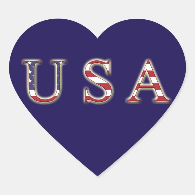 USA Herzklammern, Glossy Herz-Aufkleber (Vorderseite)
