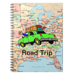 USA Highway Map Road Trip Planner Notizblock