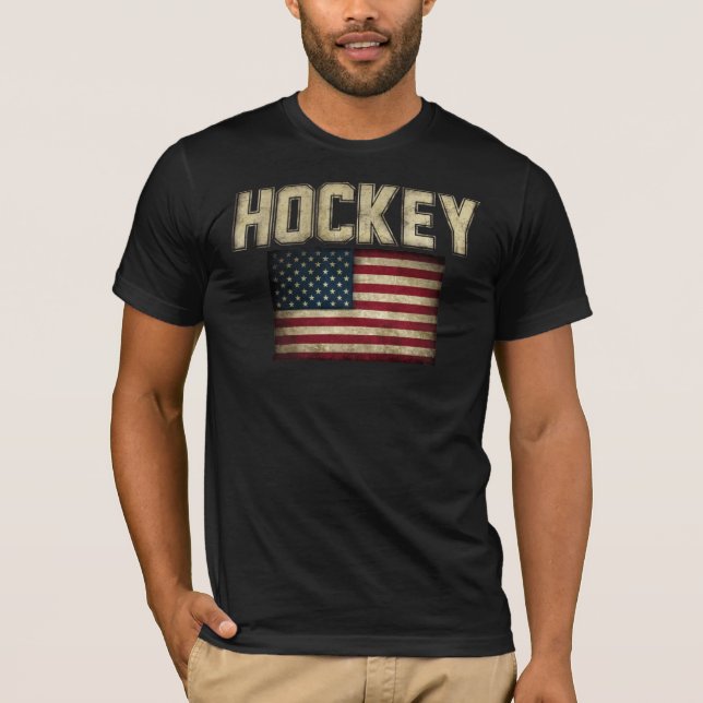 USA-Hockey-Flaggen-T - Shirt (Vorderseite)