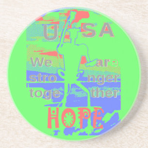 USA Hoffnung: Neon Lemon & Orange Art Getränkeuntersetzer
