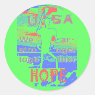 USA Hoffnung: Neon Lemon & Orange Art Runder Aufkleber