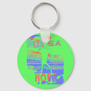 USA Hoffnung: Neon Lemon & Orange Art Schlüsselanhänger