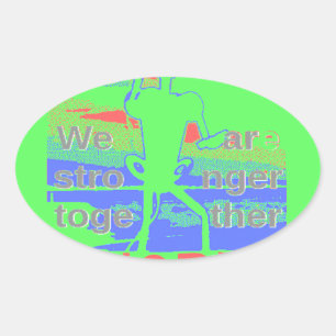 USA Hoffnung: Neon-Zitrone & Orange Kunst Ovaler Aufkleber