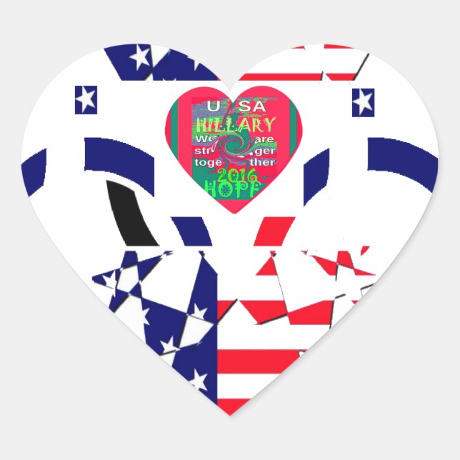 USA Hope Beautiful Phantastisch National Flag Desi Herz-Aufkleber (Vorderseite)