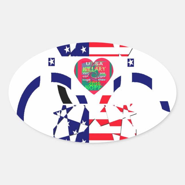 USA Hope Beautiful Phantastisch National Flag Desi Ovaler Aufkleber (Vorderseite)