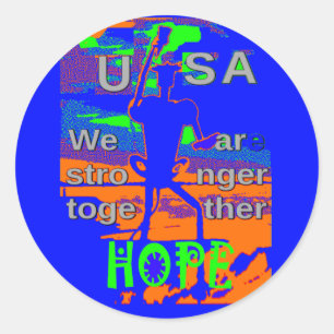 USA Hope Strong Together - A Patriotic Tapestry Runder Aufkleber