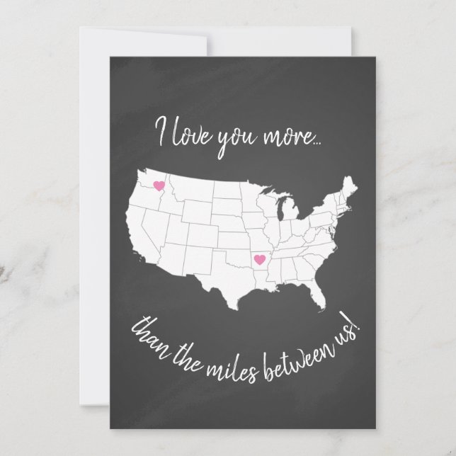 USA I Liebe Sie mehr als die Meilen zwischen uns Einladung (Vorderseite)