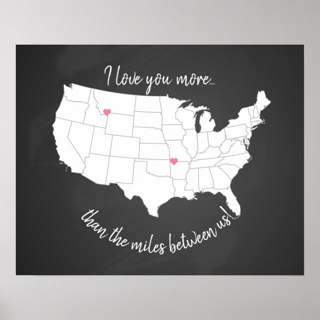 USA I Liebe Sie mehr als die Meilen zwischen uns Poster (Vorne)