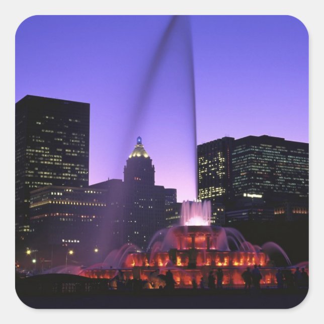 USA, IL, Chicago. Buckingham Fountain in Grant Quadratischer Aufkleber (Vorderseite)