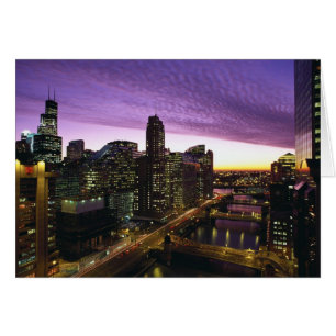 USA, IL, Chicago. Ciel et rivière de Chicago