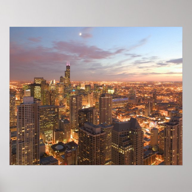 USA, Illinois, Chicago: Abend View The Loop Poster (Vorne)