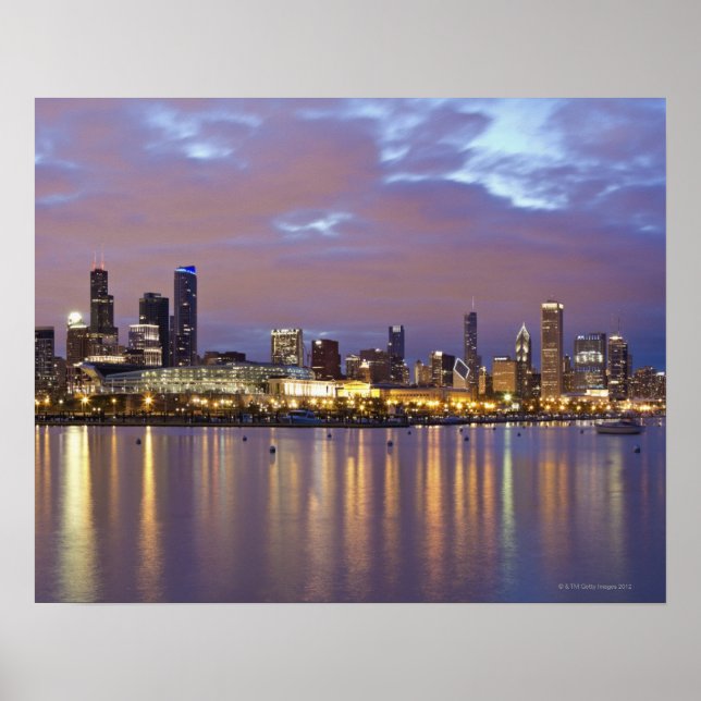 USA, Illinois, Chicago, City skyline over Lake 5 Poster (Vorne)