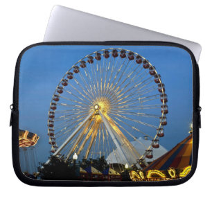 USA, Illinois, Chicago, Cityscapes, Lighted Laptopschutzhülle