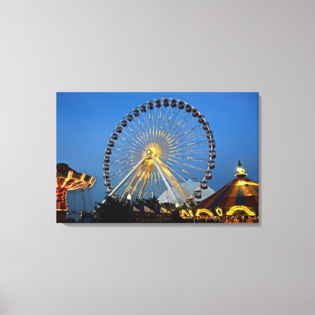 USA, Illinois, Chicago, Cityscapes, Lighted Leinwanddruck (Vorderseite)