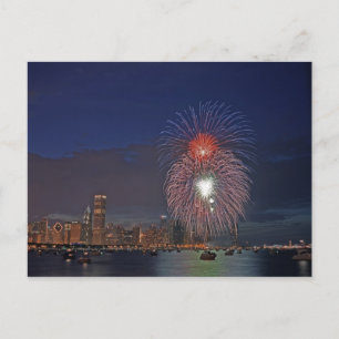 USA, Illinois, Chicago, Feuerwerk am Vierten Juli Postkarte