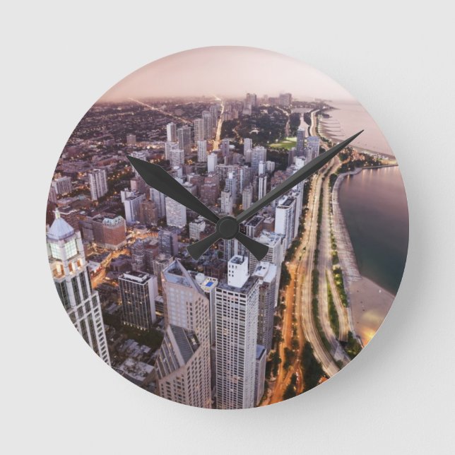 USA, Illinois, Chicago, Luftaufnahme von See Runde Wanduhr (Vorderseite)