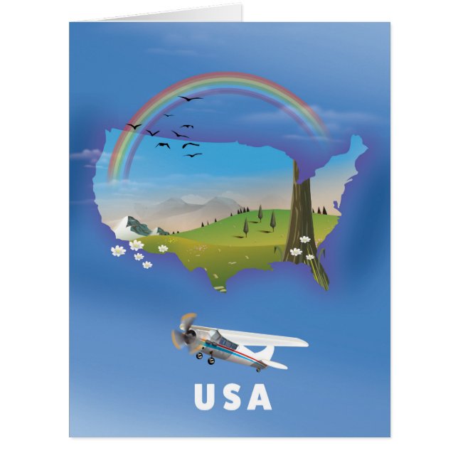 USA Illustriertes Reiseplakat (Vorderseite)