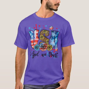 USA in Gott wir vertrauen 4. Juli Sonnenblumenleop T-Shirt