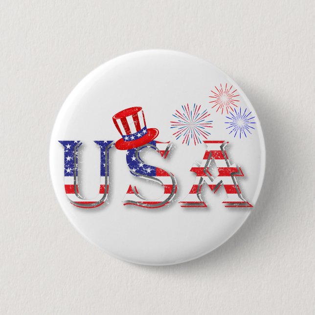 USA in US Flagge Button (Vorderseite)