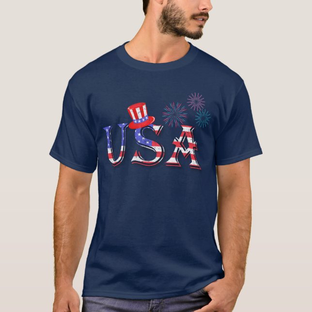 USA in US Flagge T-Shirt (Vorderseite)