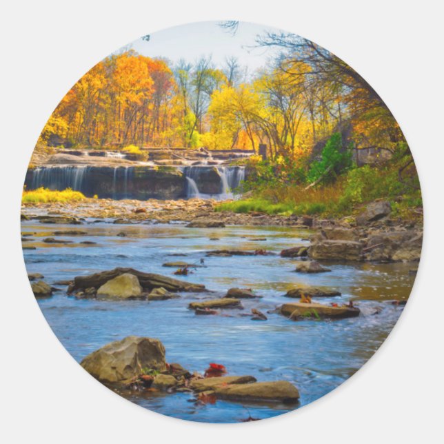 USA, Indiana Cataract Falls State Recreation Runder Aufkleber (Vorderseite)