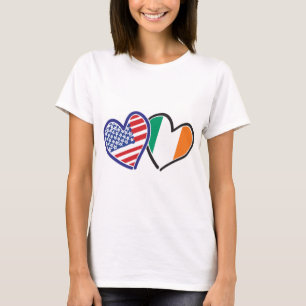USA Ireland Heart Flags T-Shirt