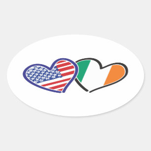 USA Irland Herzflags Ovaler Aufkleber