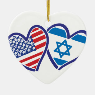 USA Israel Herz Flagge Keramikornament
