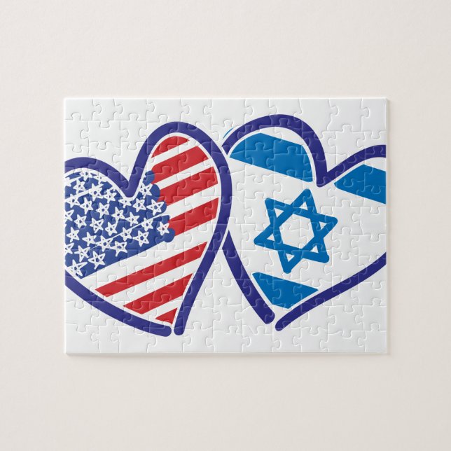 USA Israel Herzenflagge (Horizontal)