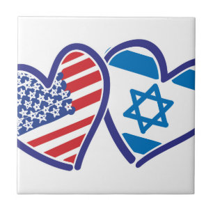 USA Israel Herzenflagge Fliese