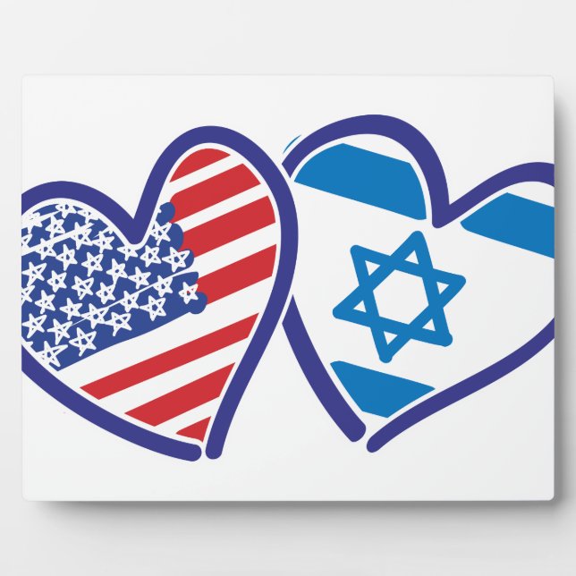 USA Israel Herzenflagge Fotoplatte (Vorderseite)