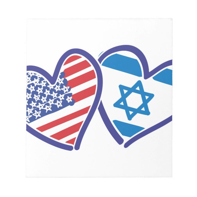 USA Israel Herzenflagge Notizblock (Vorderseite)