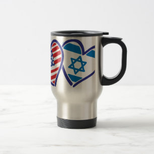 USA Israel Herzenflagge Reisebecher
