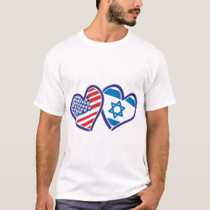 USA Israel Liebe Hearts T-Shirt