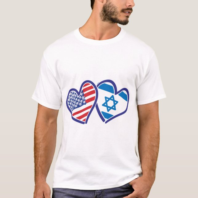 USA Israel Liebe Hearts T-Shirt (Vorderseite)