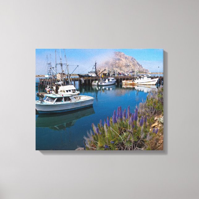 USA, Kalifornien. Dockboote in der Morro Bay Leinwanddruck (Vorderseite)