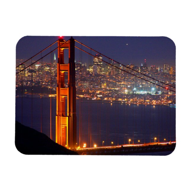 USA, Kalifornien. Golden Gate Bridge bei Nacht Magnet (Horizontal)
