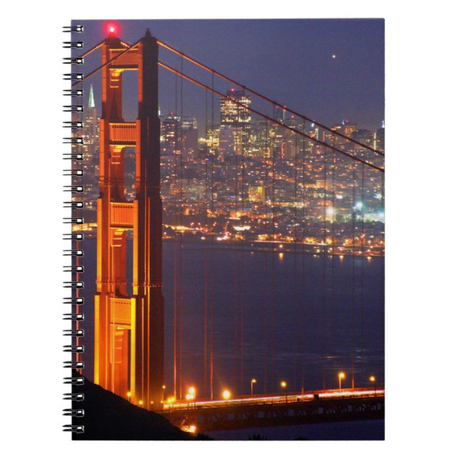 USA, Kalifornien. Golden Gate Bridge bei Nacht Notizblock (Vorderseite)