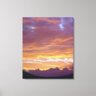 USA, Kalifornien, Sonnenuntergang über der Sierra Leinwanddruck