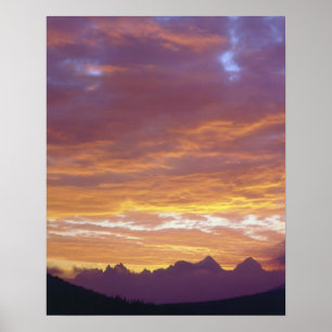 USA, Kalifornien, Sonnenuntergang über der Sierra Poster