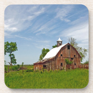 USA, Kansas. Alte rote Scheune Getränkeuntersetzer