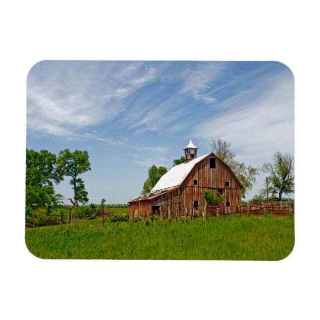 USA, Kansas. Alte rote Scheune Magnet (Horizontal)