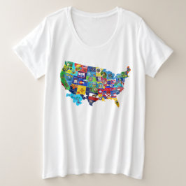 USA Karte Große Größe T-Shirt