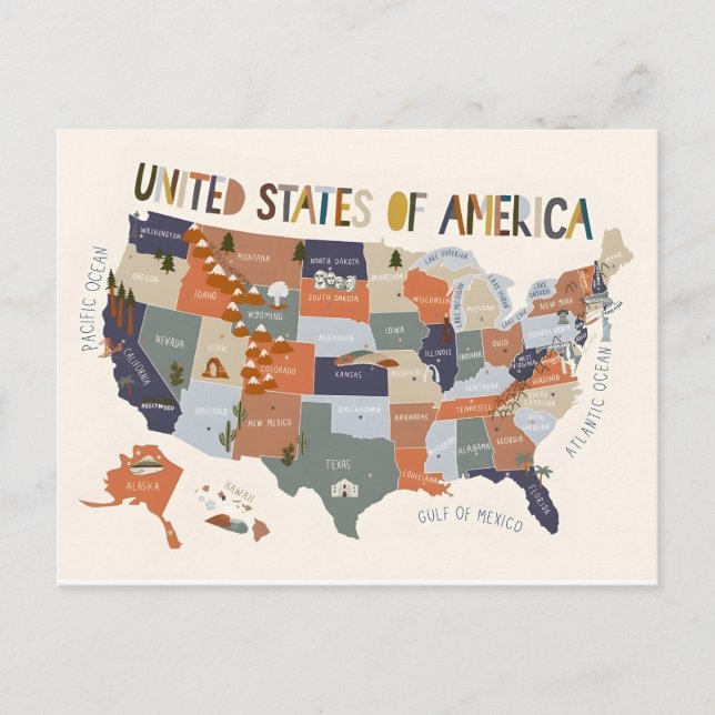 USA-Karte Postkarte (Vorderseite)