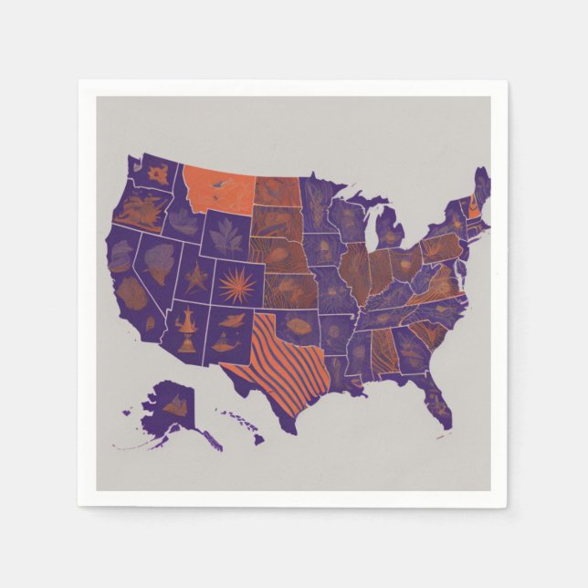 USA Karte Serviette (Vorderseite)