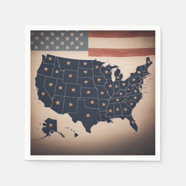 USA Karte Serviette (Vorderseite)