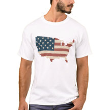 USA-Karte Vintage-Amerikanische-Flagge-T-Shirt