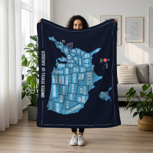 USA Kartenadresskennzeichen Fleecedecke