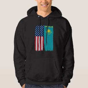 USA Kasachstan Halbamerikanische Flaggenstaaten Hoodie